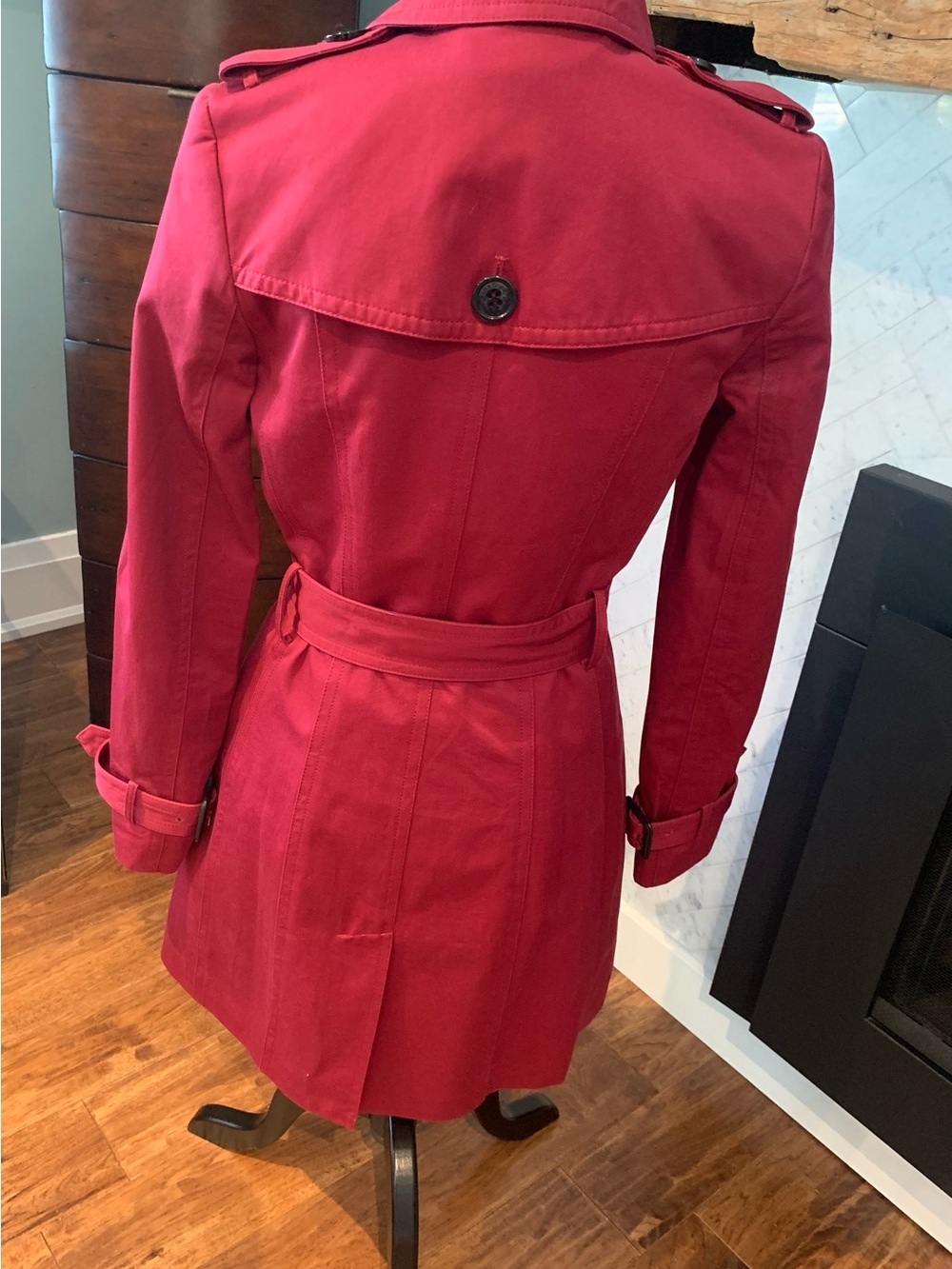 Burberry Burgundy/Merlot Double-Breasted Trench Coat - Picture 3 of 16